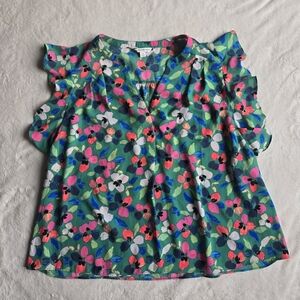 Zac & Rachel Pink and Green Ruffled Blouse